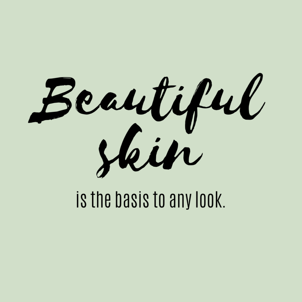 Kosmetikspruch auf grünem Hintegrund - Beautiful Skin